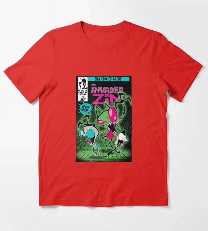 Invader Zim Comic Book Retro Cartoon Graphic Design T-Shirt Red