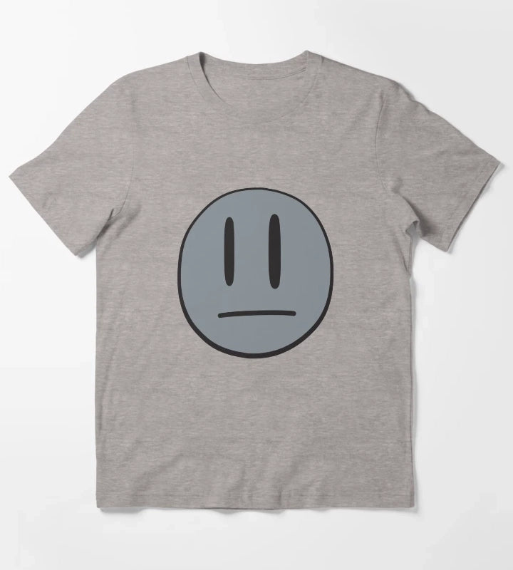 Invader Zim Dib Big Grey Smiley Face T-Shirt Heather Grey