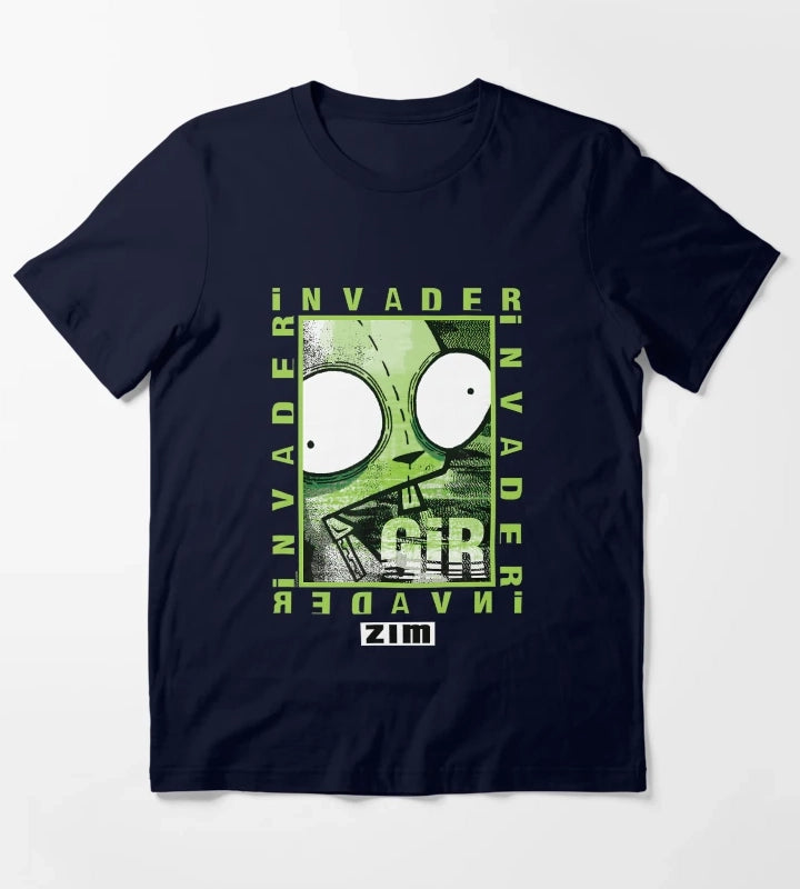 Invader Zim GIR Glitch Cartoon Graphic Design T-Shirt Navy