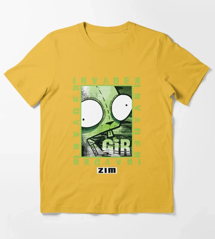 Invader Zim GIR Glitch Cartoon Graphic Design T-Shirt Yellow
