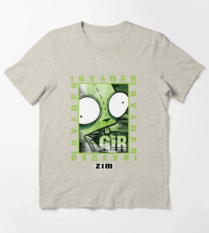 Invader Zim GIR Glitch Cartoon Graphic Design T-Shirt Cream