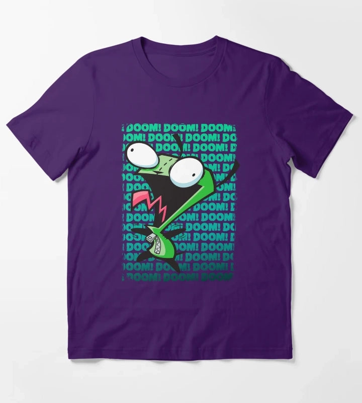 Invader Zim GIR Impending DOOM Logo Background T-Shirt Purple