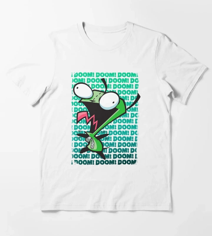 Invader Zim GIR Impending DOOM Logo Background T-Shirt White
