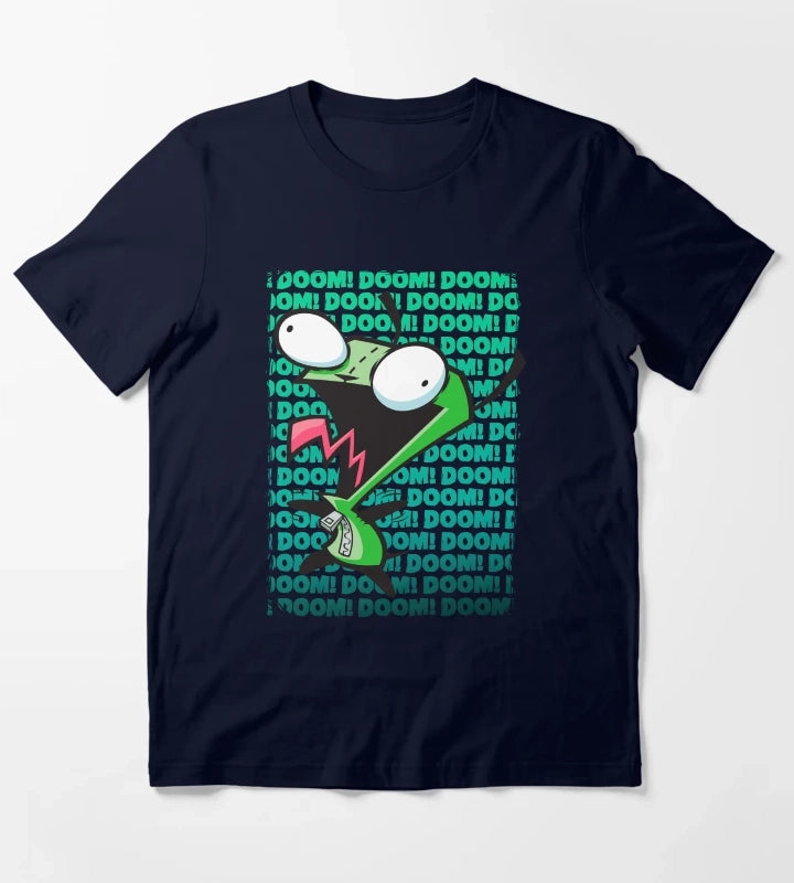 Invader Zim GIR Impending DOOM Logo Background T-Shirt Navy
