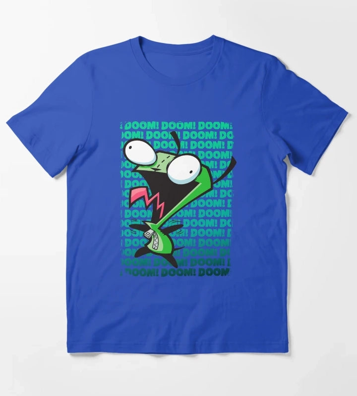 Invader Zim GIR Impending DOOM Logo Background T-Shirt Blue