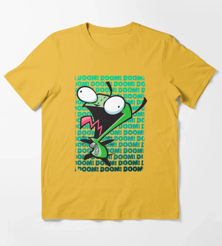 Invader Zim GIR Impending DOOM Logo Background T-Shirt Yellow