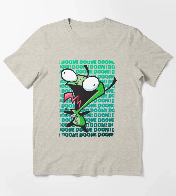 Invader Zim GIR Impending DOOM Logo Background T-Shirt Cream