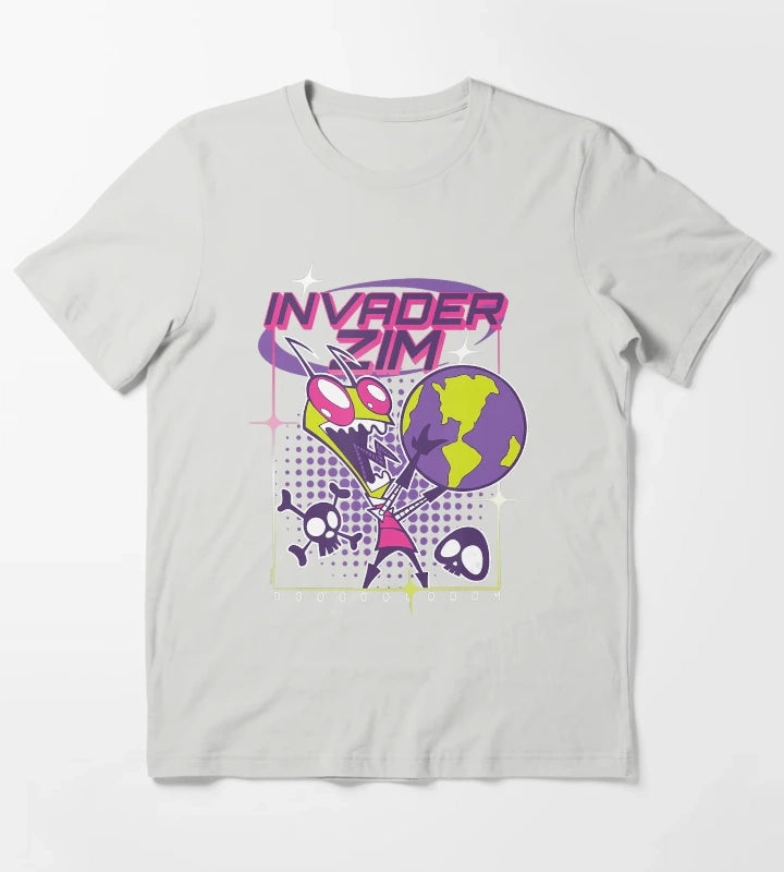 Invader Zim Retro Sci Fi Cartoon Graphic Design T-Shirt Light Grey