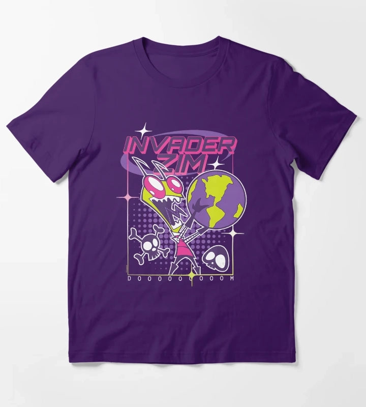 Invader Zim Retro Sci Fi Cartoon Graphic Design T-Shirt Purple