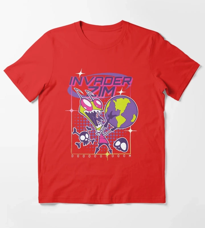 Invader Zim Retro Sci Fi Cartoon Graphic Design T-Shirt Red