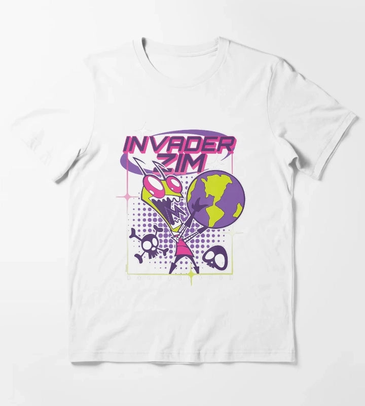 Invader Zim Retro Sci Fi Cartoon Graphic Design T-Shirt White