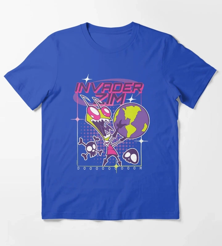 Invader Zim Retro Sci Fi Cartoon Graphic Design T-Shirt Blue