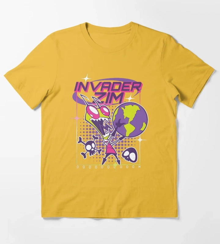 Invader Zim Retro Sci Fi Cartoon Graphic Design T-Shirt Yellow