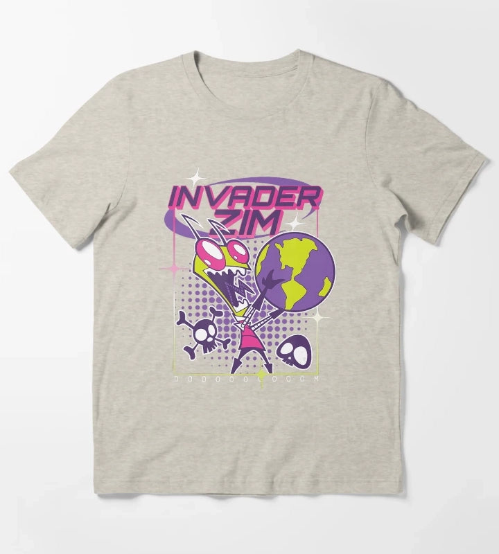 Invader Zim Retro Sci Fi Cartoon Graphic Design T-Shirt Cream