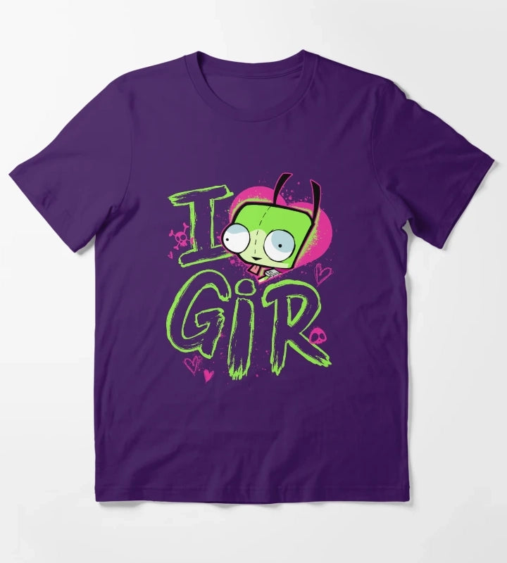Invader Zim Valentines Day I Love GIR Retro Pop Poster T-Shirt Purple