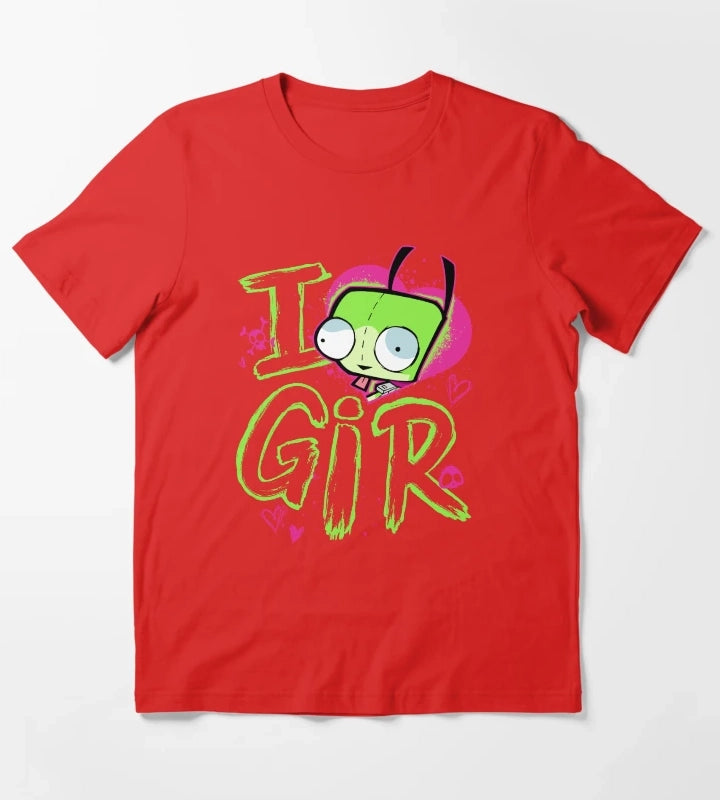 Invader Zim Valentines Day I Love GIR Retro Pop Poster T-Shirt Red