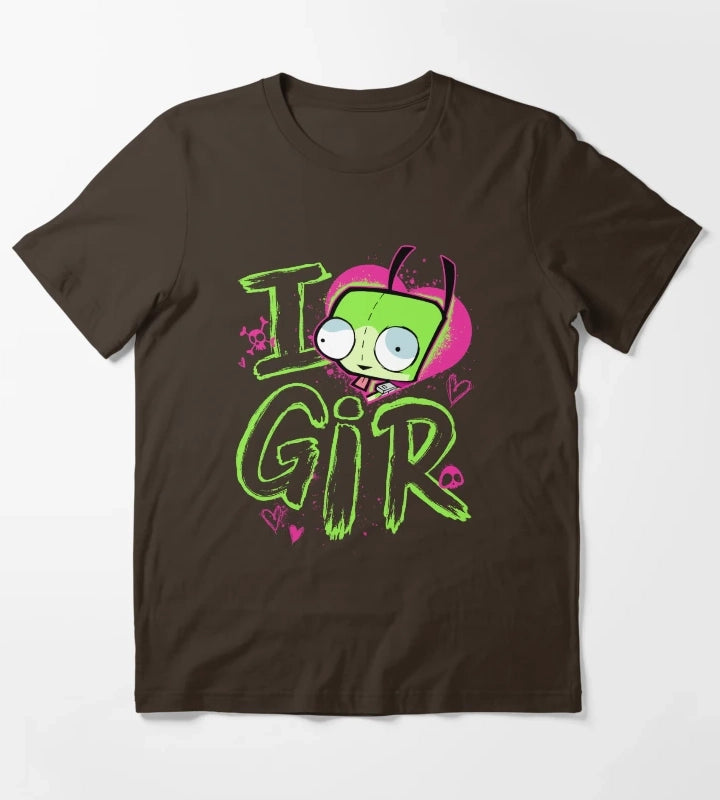 Invader Zim Valentines Day I Love GIR Retro Pop Poster T-Shirt Brown