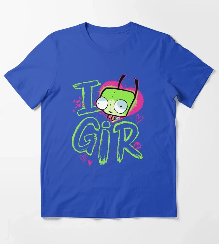 Invader Zim Valentines Day I Love GIR Retro Pop Poster T-Shirt Blue