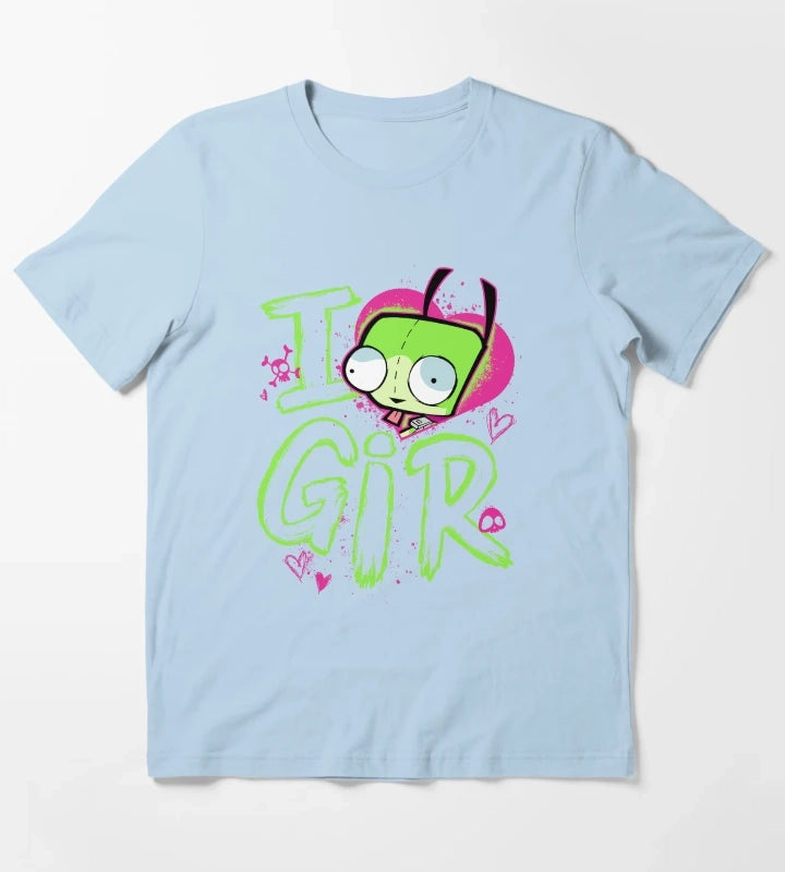 Invader Zim Valentines Day I Love GIR Retro Pop Poster T-Shirt Sky Blue