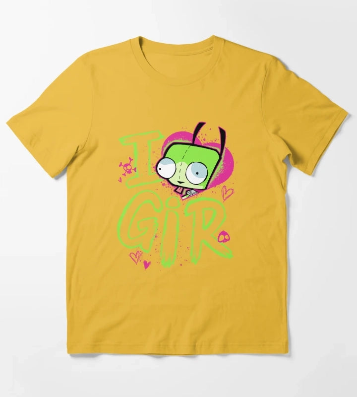 Invader Zim Valentines Day I Love GIR Retro Pop Poster T-Shirt Yellow