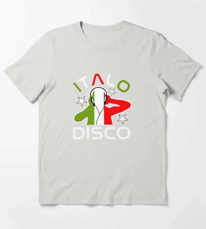 Italo Disco DJ Black T-Shirt Light Grey