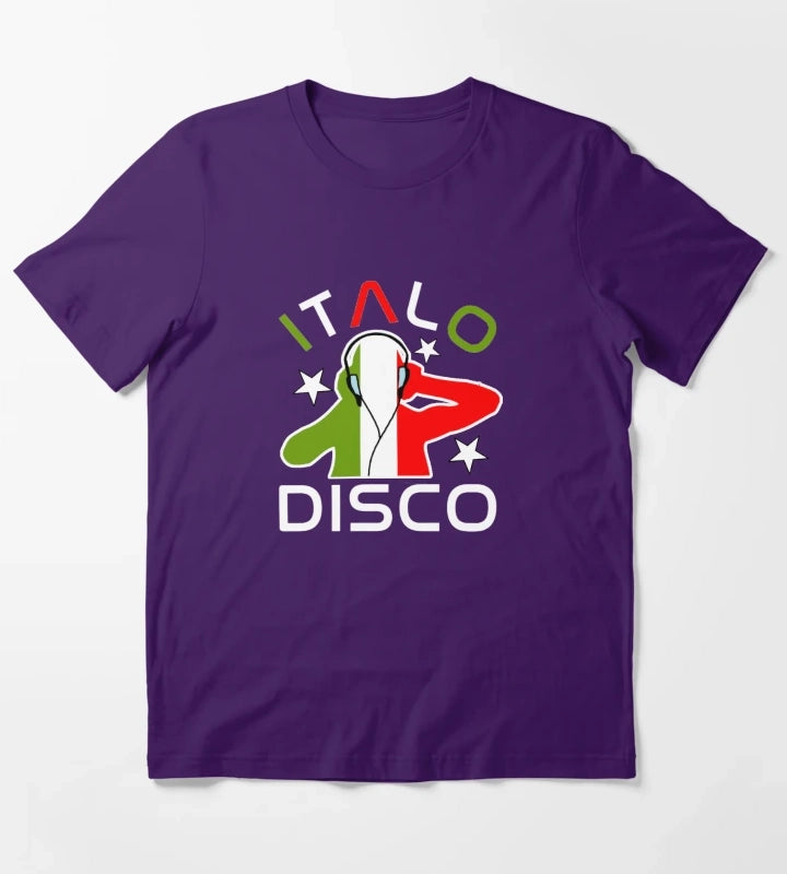 Italo Disco DJ Black T-Shirt Purple