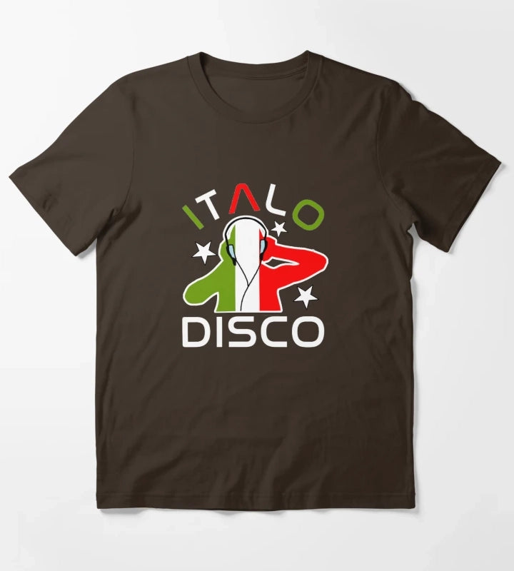 Italo Disco DJ Black T-Shirt Brown