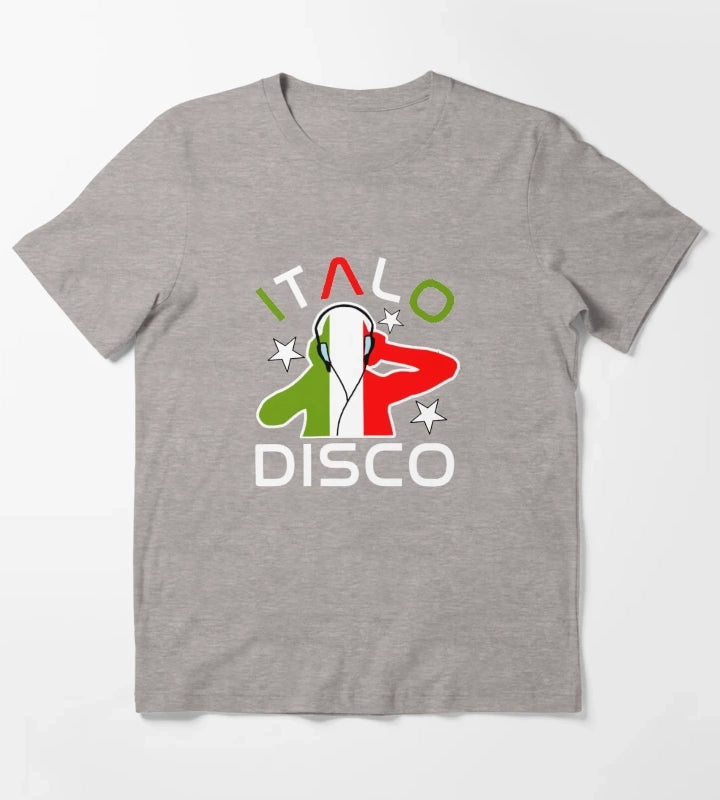 Italo Disco DJ Black T-Shirt Heather Grey