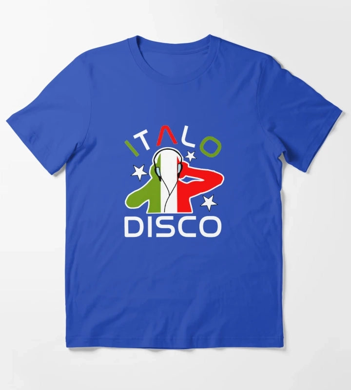 Italo Disco DJ Black T-Shirt Blue