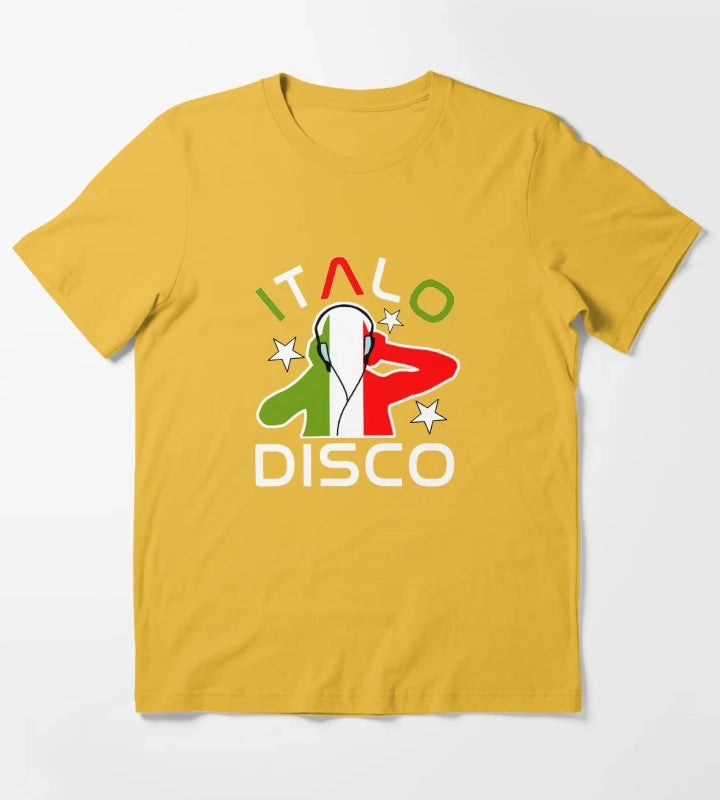 Italo Disco DJ Black T-Shirt Yellow
