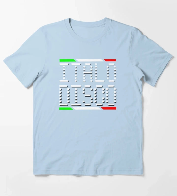 Italo Disco Magic of the Dancefloor Black T-Shirt Sky Blue