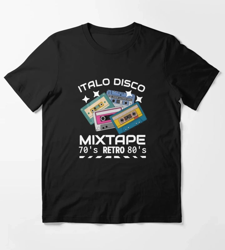Italo Disco Mixtape Retro black T-Shirt