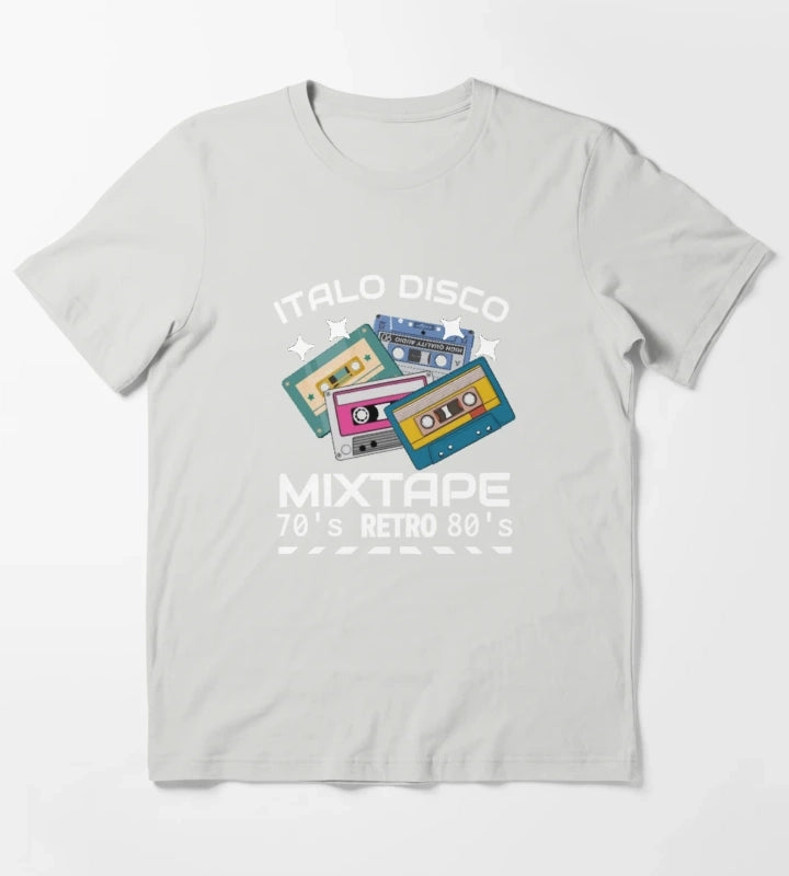 Italo Disco Mixtape Retro black T-Shirt Light Grey