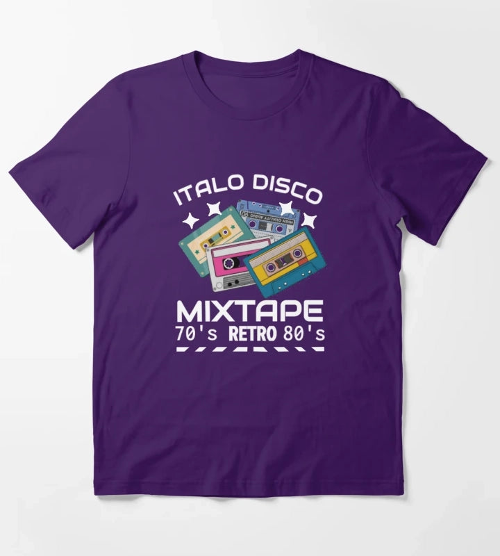 Italo Disco Mixtape Retro black T-Shirt Purple
