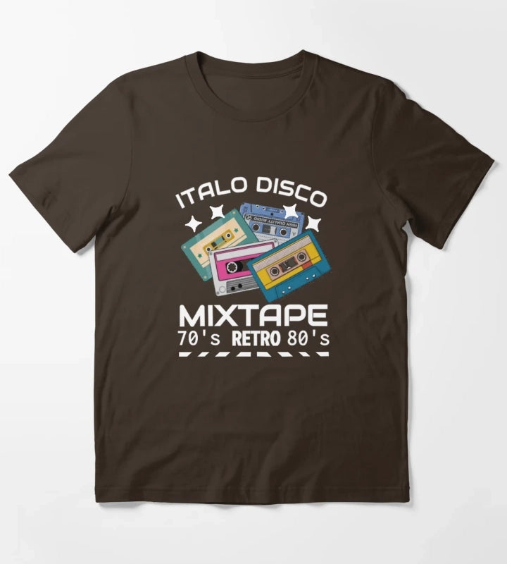 Italo Disco Mixtape Retro black T-Shirt Brown