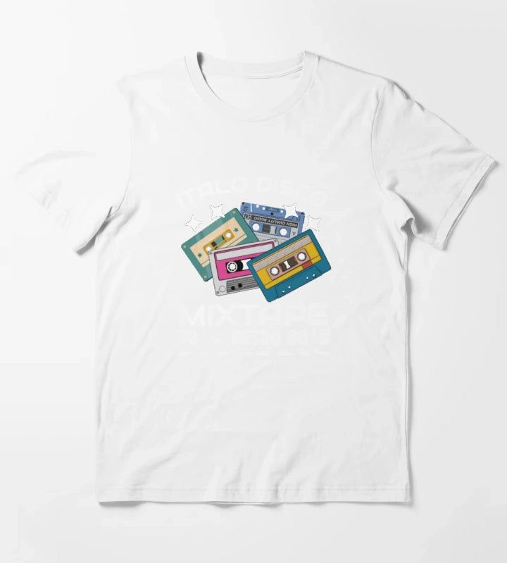 Italo Disco Mixtape Retro black T-Shirt White