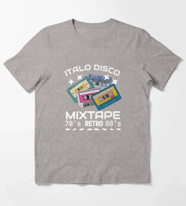 Italo Disco Mixtape Retro black T-Shirt Heather Grey