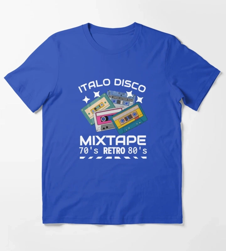 Italo Disco Mixtape Retro black T-Shirt Blue