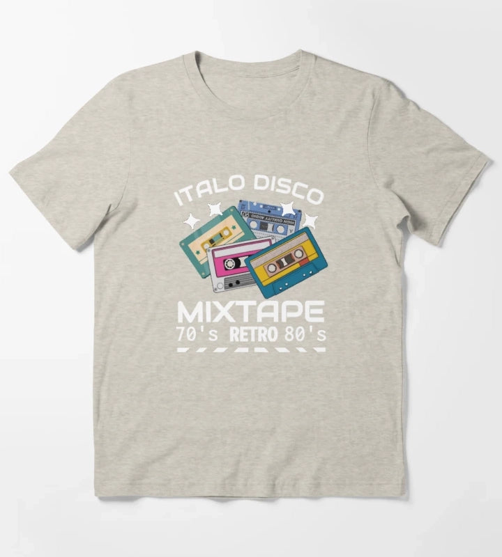 Italo Disco Mixtape Retro black T-Shirt Cream