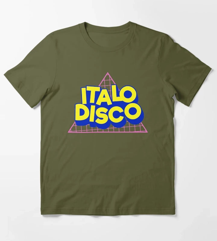 Italo Disco Original Art Synth Pop Shirt T-Shirt Olive Green