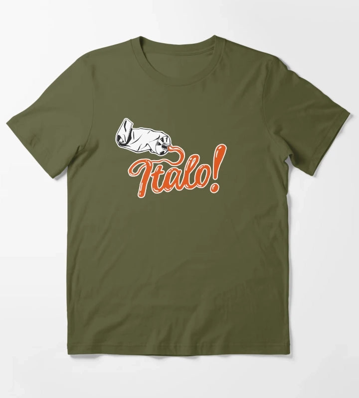 Italo orange text T-Shirt Olive Green