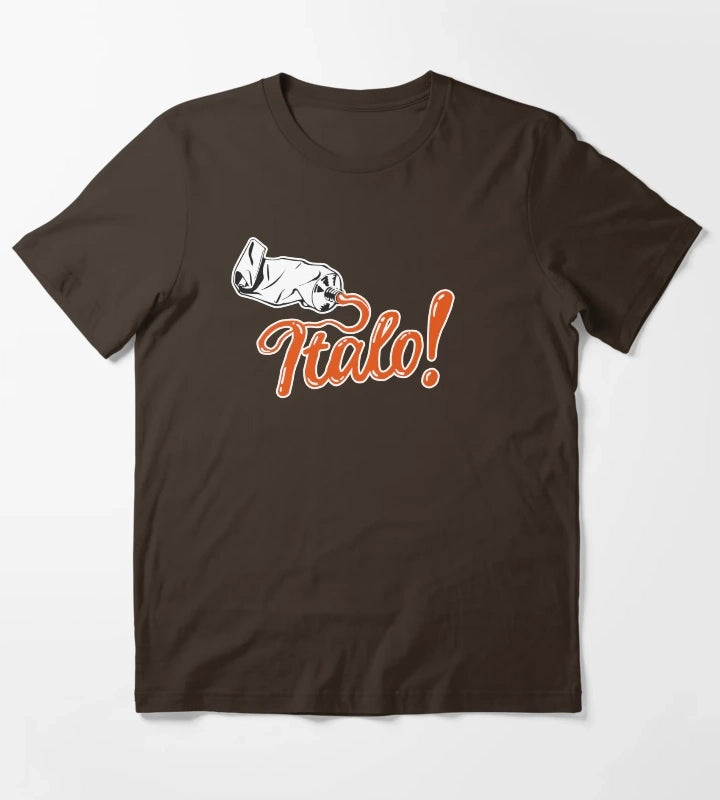 Italo orange text T-Shirt Brown