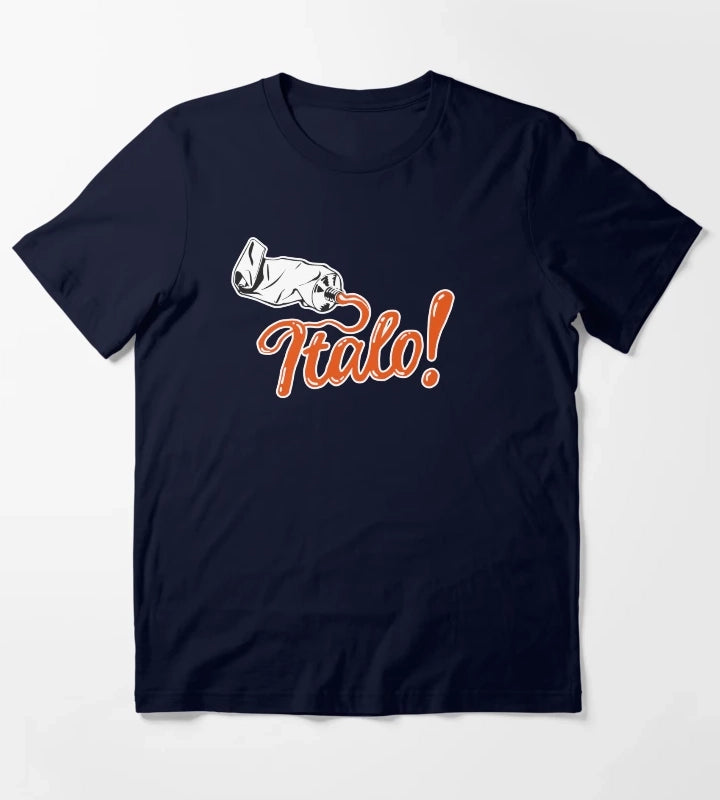 Italo orange text T-Shirt Navy