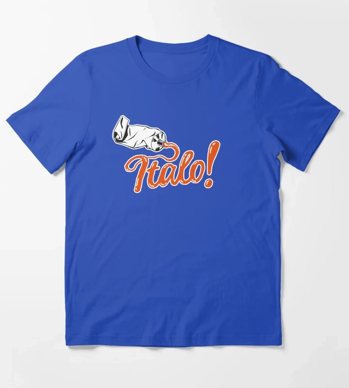 Italo orange text T-Shirt Blue