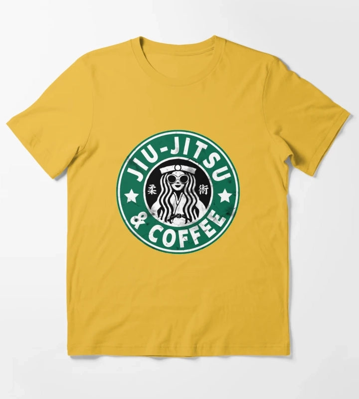 JIU JITSU AND COFFEE FUNNY BRAZILIAN JIU JITSU T-Shirt Yellow