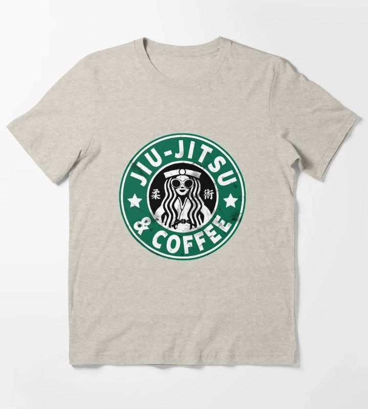 JIU JITSU AND COFFEE FUNNY BRAZILIAN JIU JITSU T-Shirt Cream