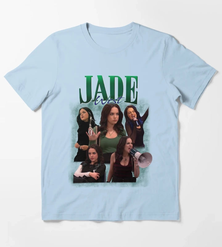 Jade West Retro Homage Design T-Shirt Sky Blue