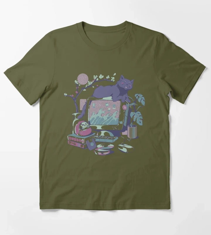 Japanese Desktop T-Shirt Olive Green