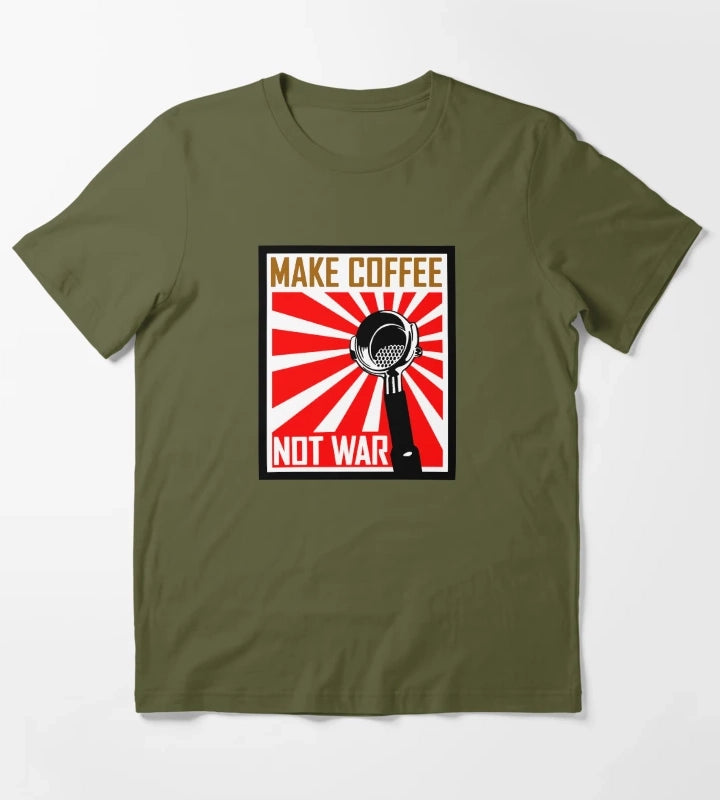 Japanese Propaganda Coffee Poster T-Shirt Olive Green