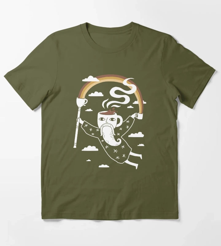 Joe the Coffee Wizard T-Shirt Olive Green